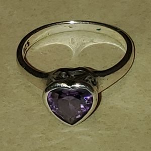 1CT Amythest Heart Sterling Ring